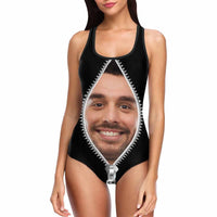 Maillot de bain une pièce personnalisé avec photo et fermeture éclair pour femme, cadeau idéal