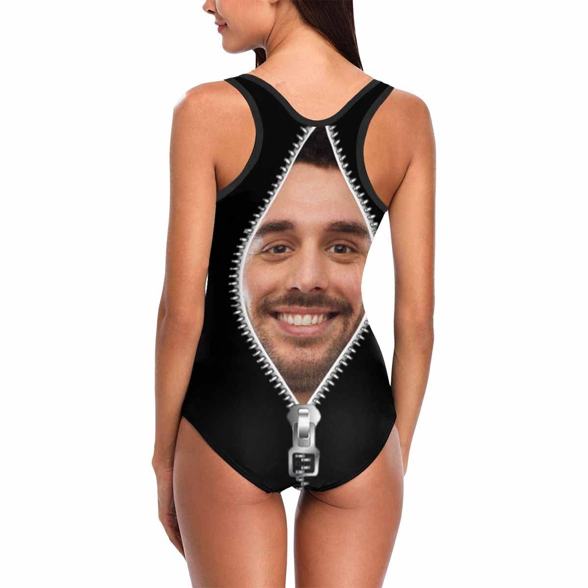 Maillot de bain une pièce personnalisé avec photo et fermeture éclair pour femme, cadeau idéal