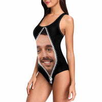 Maillot de bain une pièce personnalisé avec photo et fermeture éclair pour femme, cadeau idéal