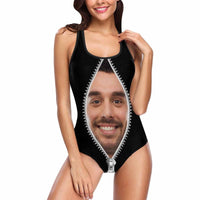 Maillot de bain une pièce personnalisé avec photo et fermeture éclair pour femme, cadeau idéal