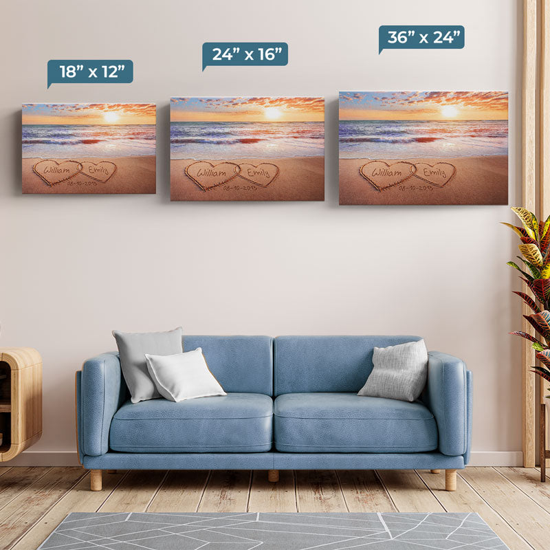 Paar personalisierte horizontale Leinwand – Geschenk für Ehemann, Ehefrau, Jahrestag