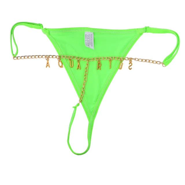 Personalisierter Name Tanga Taille Körperschmuck Benutzerdefinierter Buchstabe Charm G-String Höschen Frauen Körperkette Dessous Geschenk für Sie